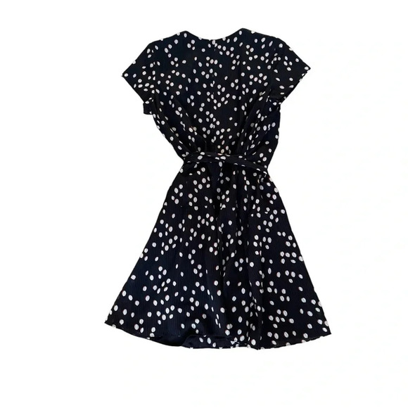 Slate & Willow Wrap Dotted Dress V-neck Navy Blue Mini Belted Size 16 RTR - Picture 4 of 15